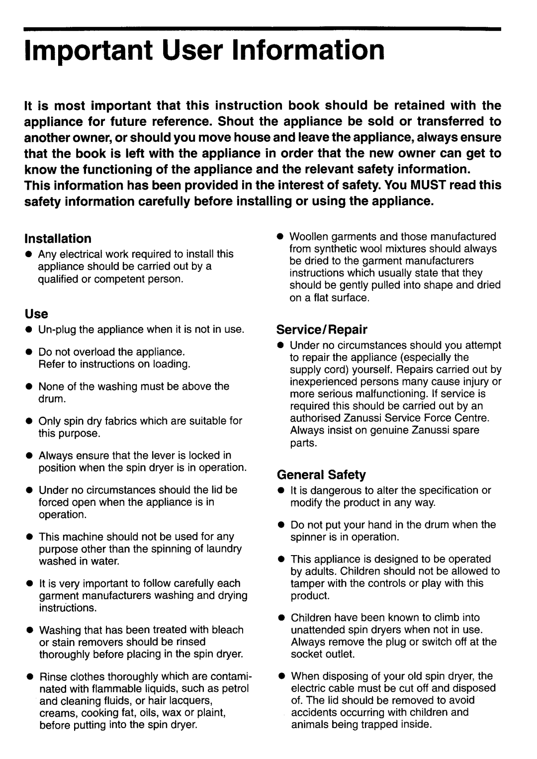 Zanussi SD 2801, SD 2802 manual 