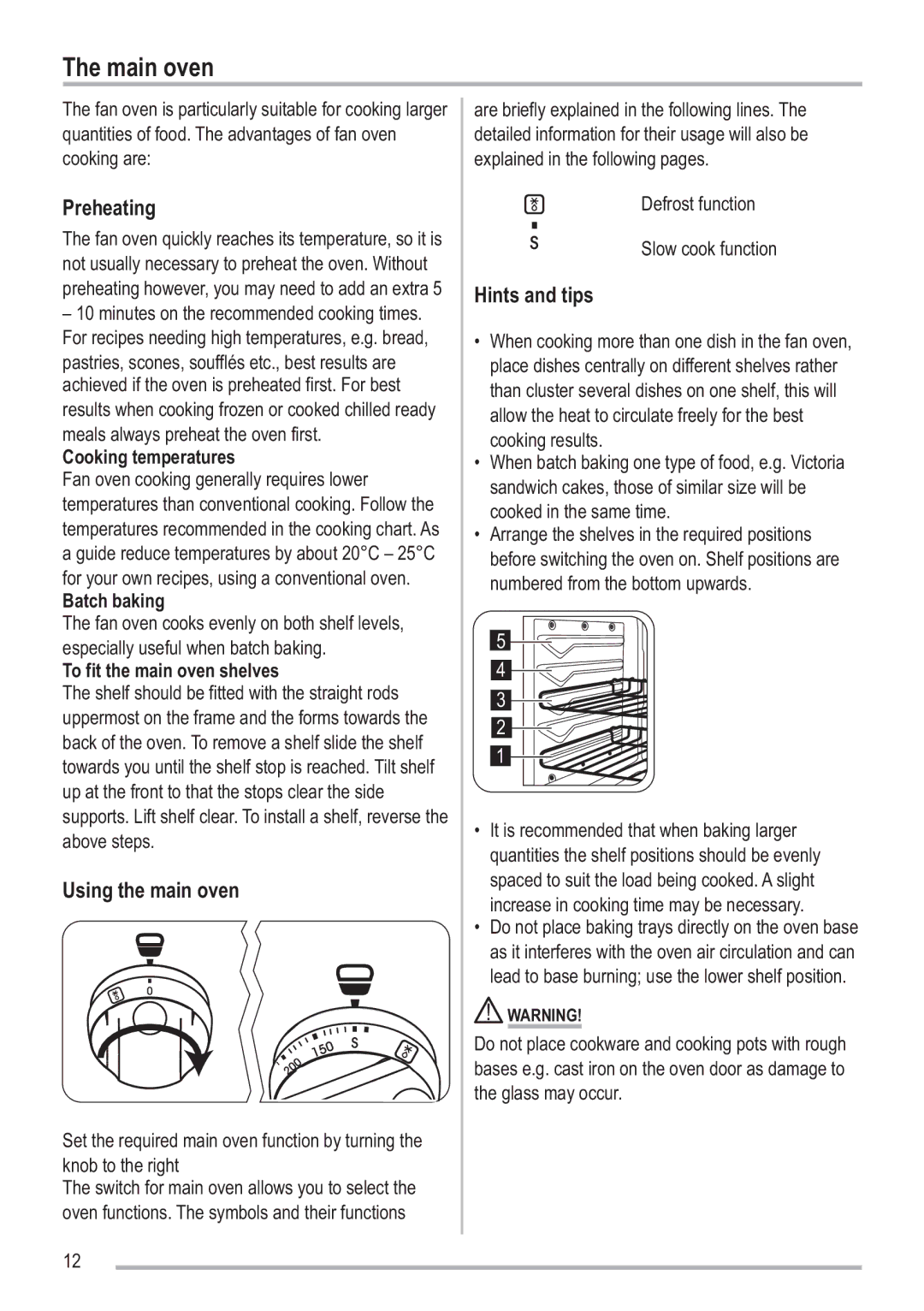 Zanussi SIP 3.0.2 manual Main oven, Preheating, Using the main oven 