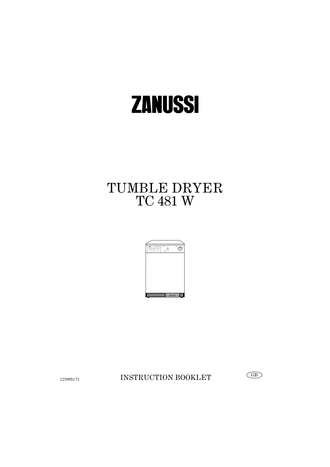 Zanussi TC 481 W manual Tumble Dryer 