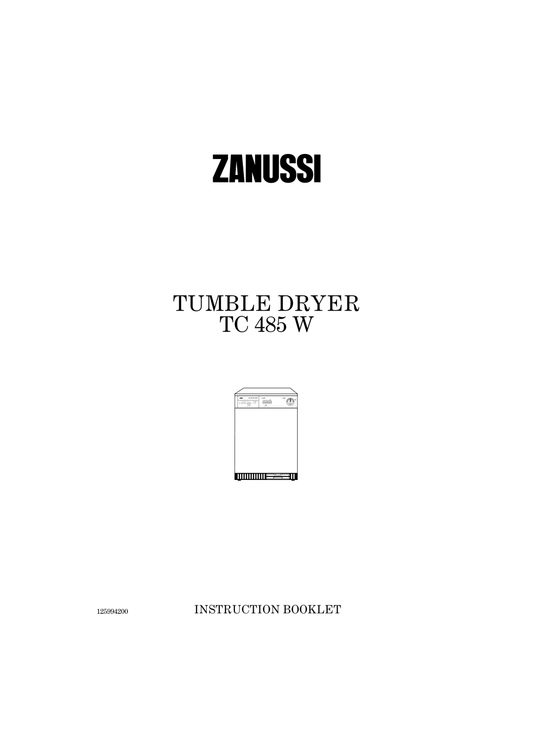 Zanussi TC 485 W manual Tumble Dryer 