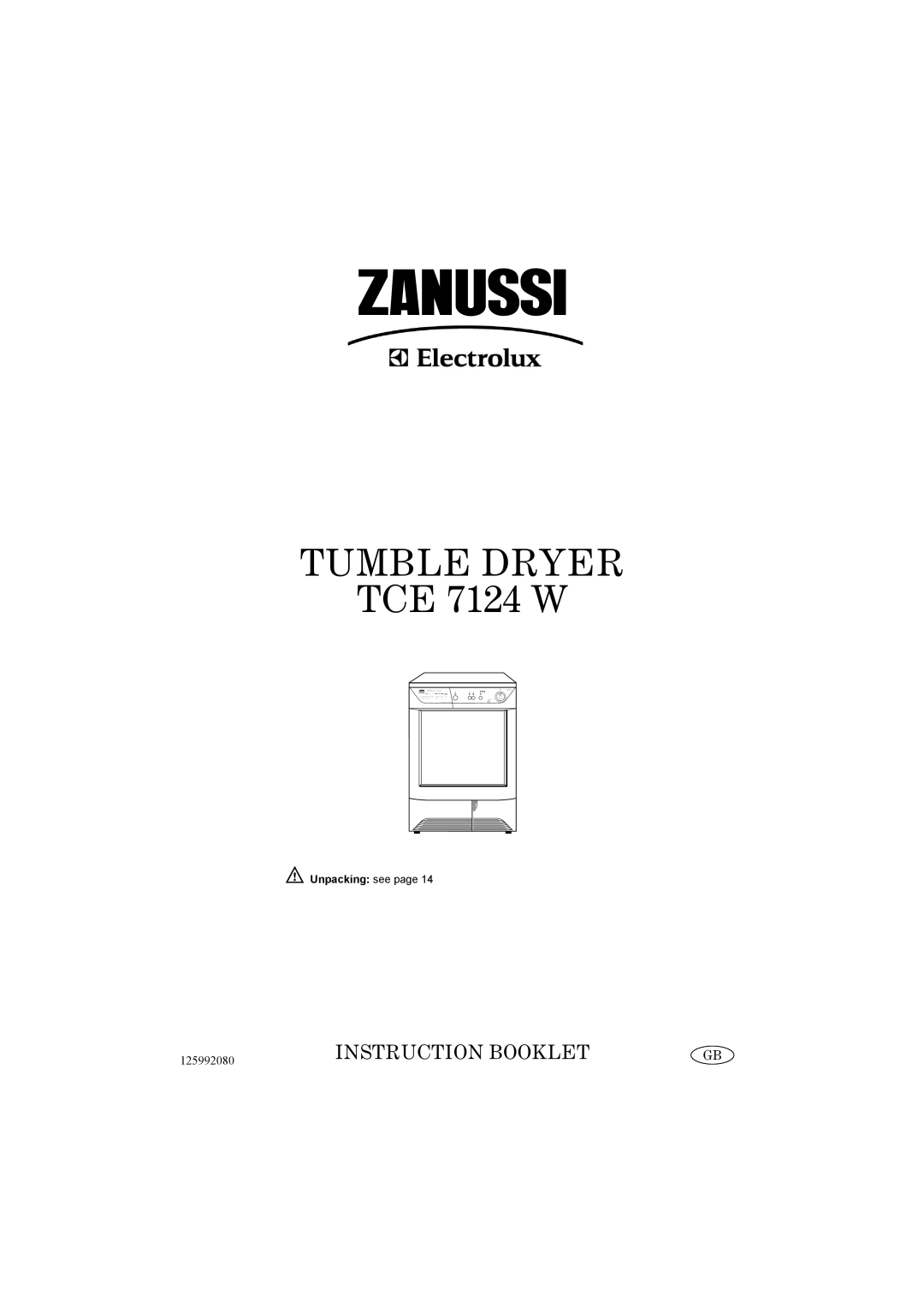 Zanussi TCE 7124 W manual Tumble Dryer 