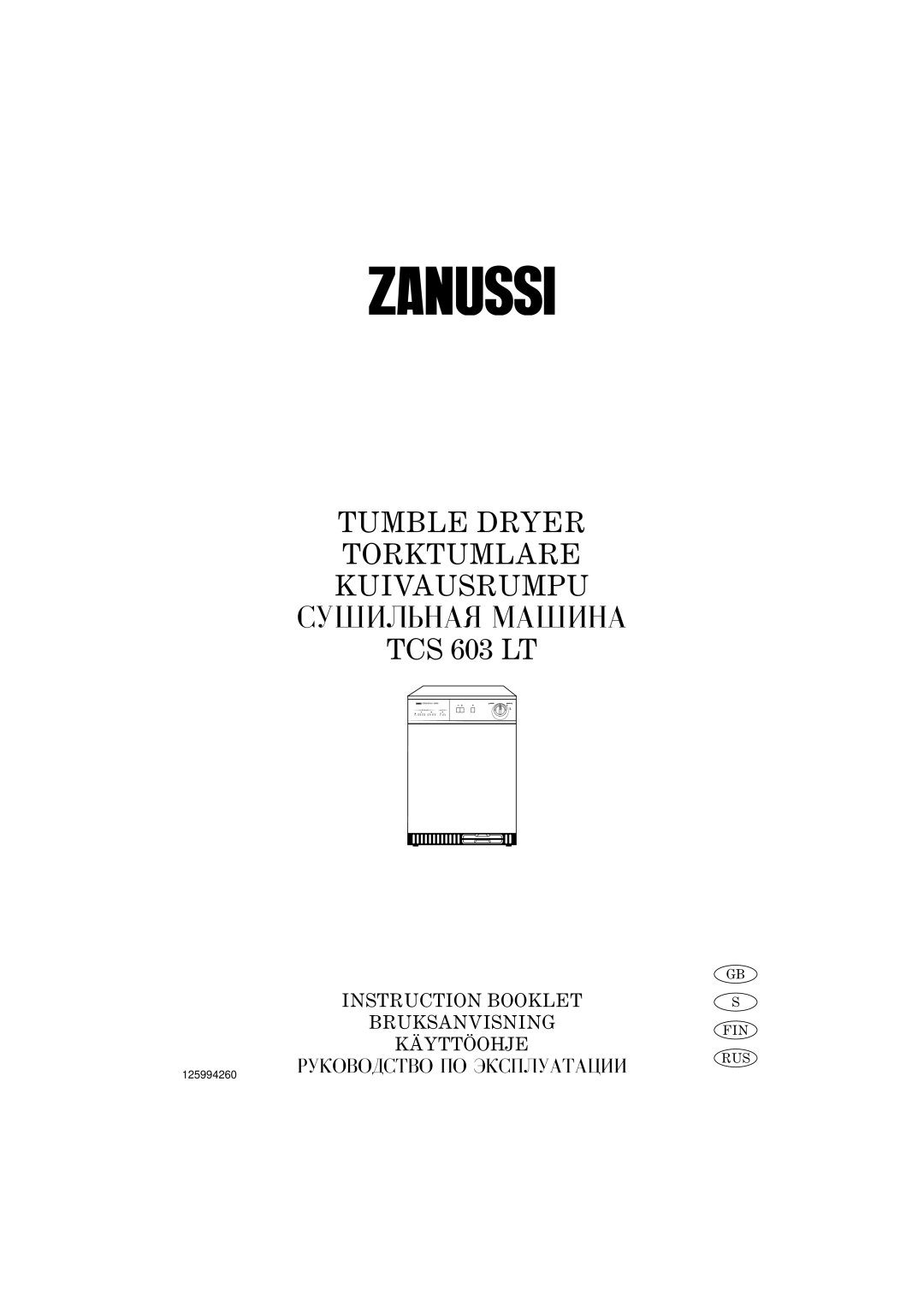 Zanussi TCS 603 LT manual SUﬁILWNAÅ MAﬁINA 