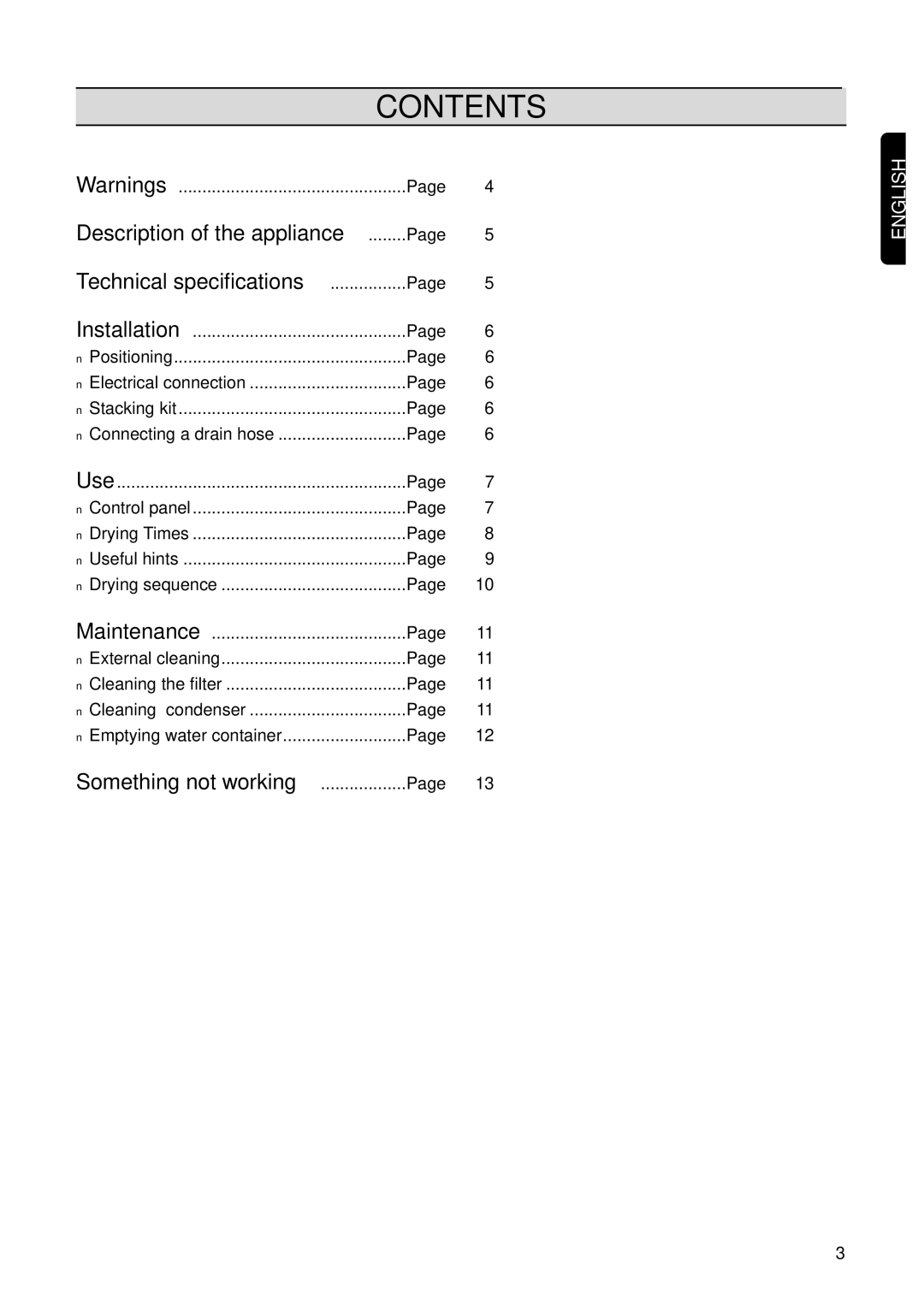 Zanussi TCS 683 LT manual Contents 