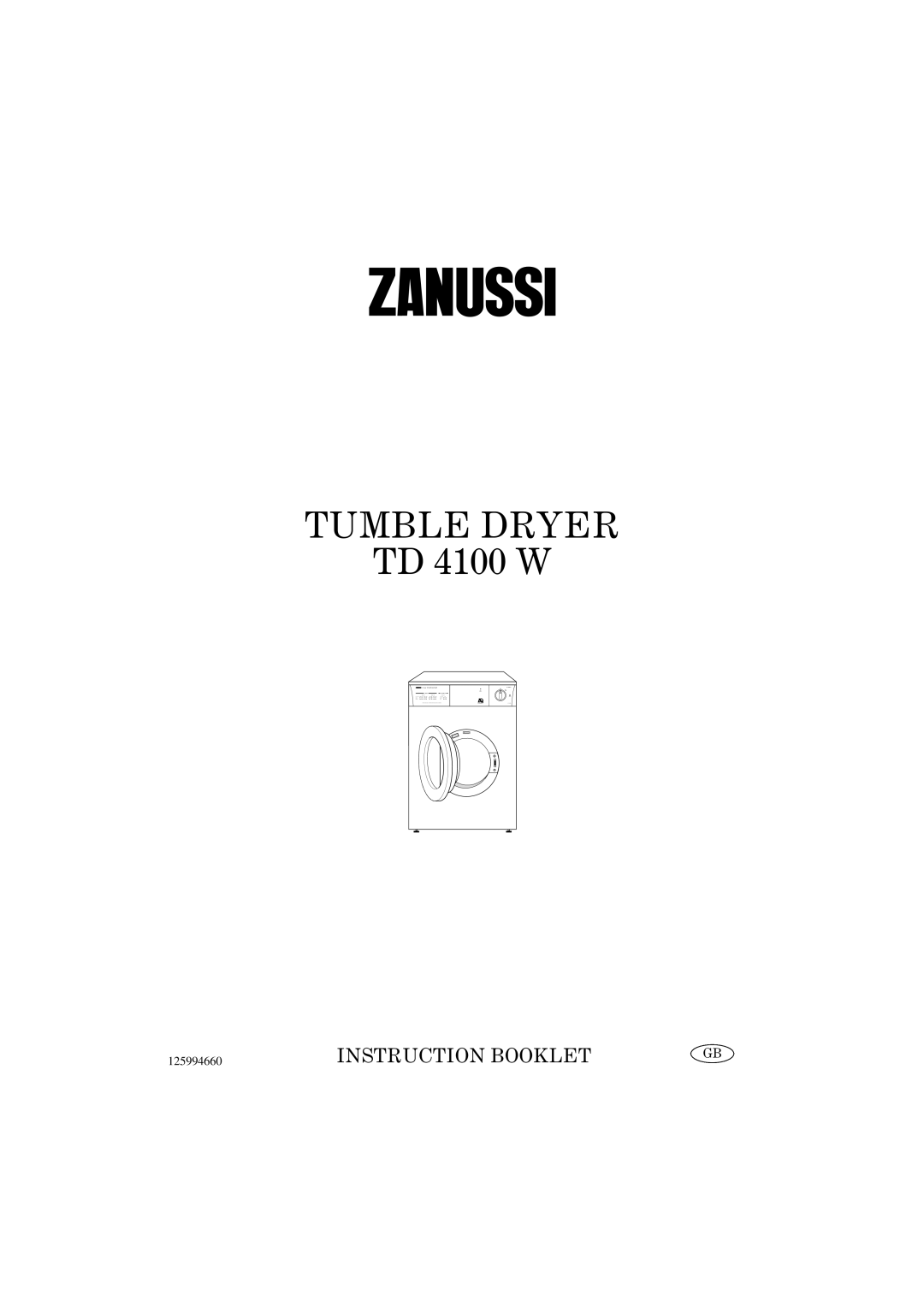 Zanussi TD 4100 W manual Tumble Dryer 