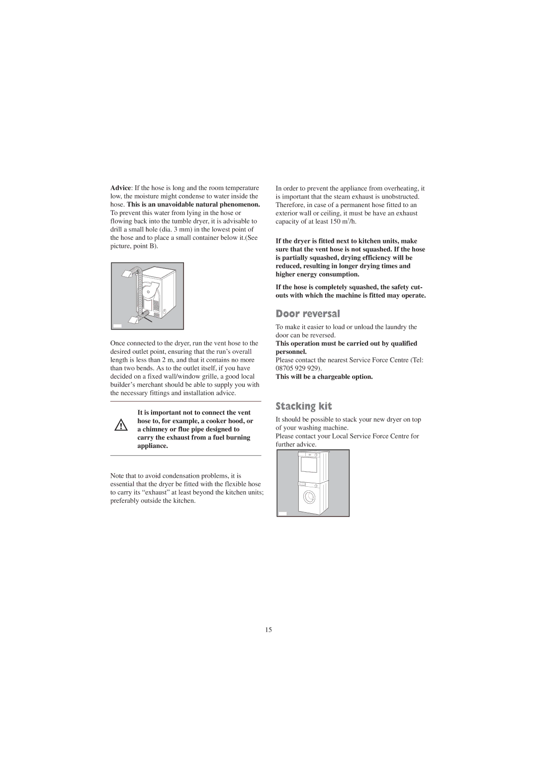 Zanussi TD 4213 W manual Door reversal, Stacking kit, This operation must be carried out by qualified personnel 