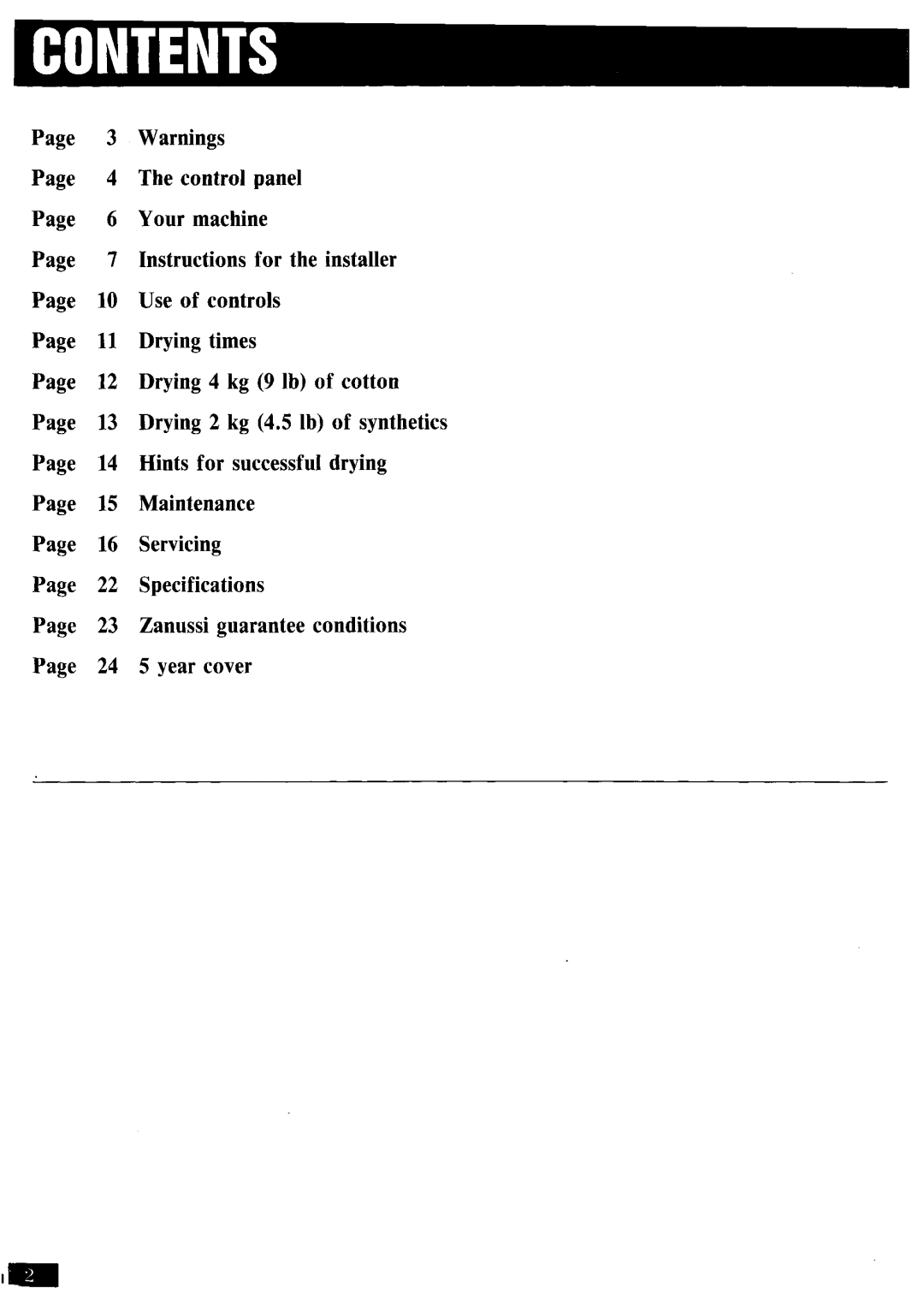 Zanussi TD250 manual 