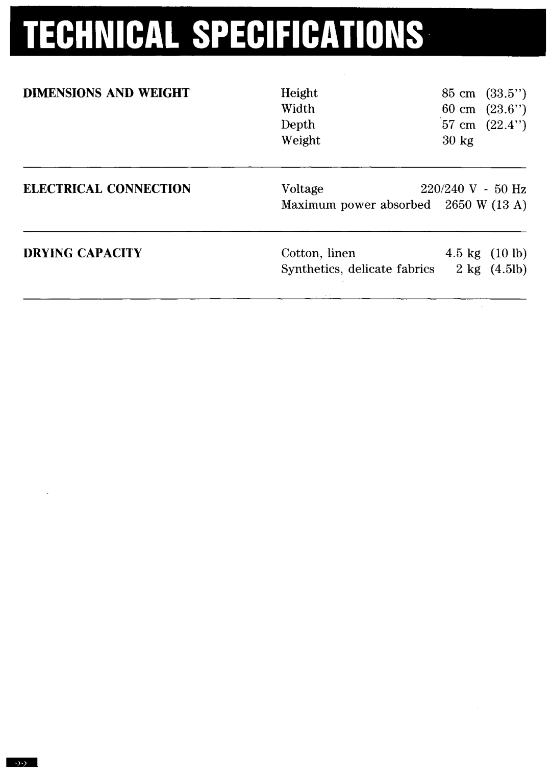 Zanussi TD250 manual 