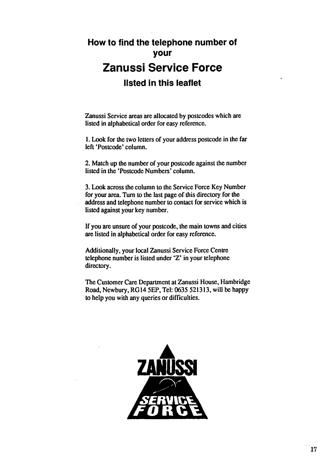 Zanussi TD260 manual 