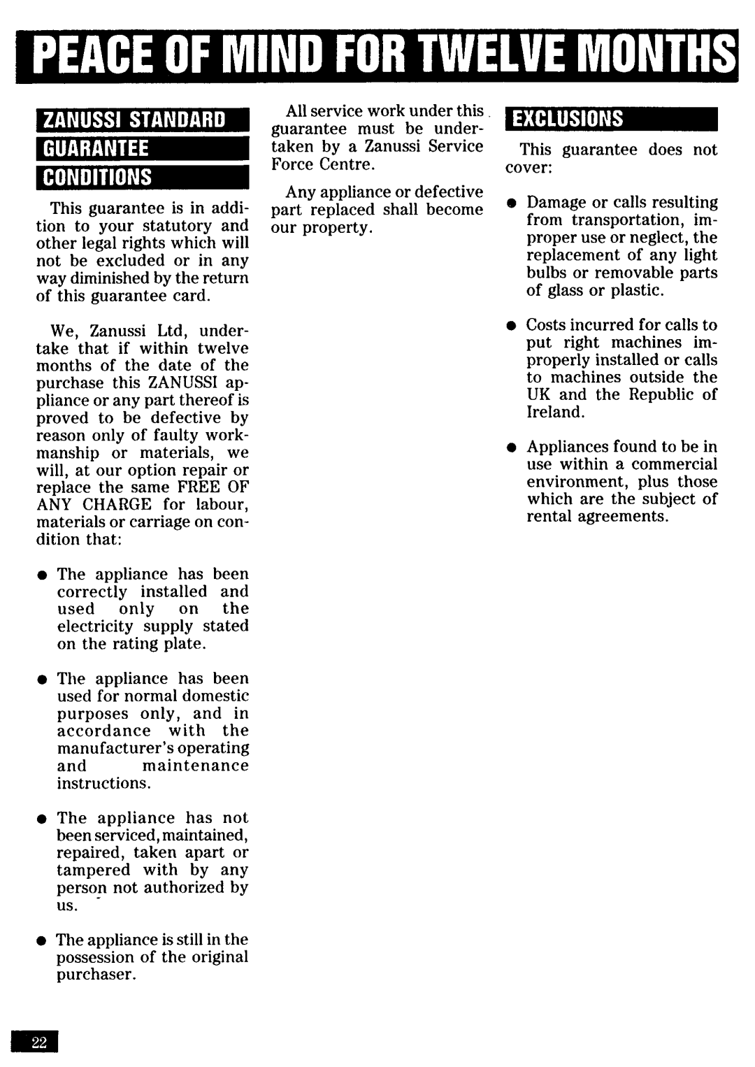 Zanussi TD260 manual 