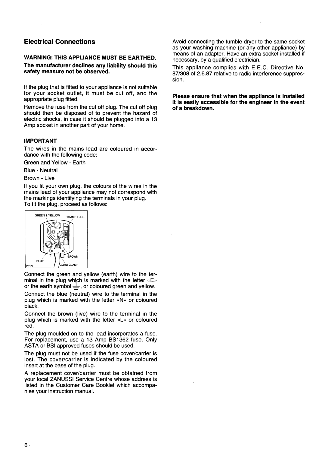 Zanussi TD526 manual 