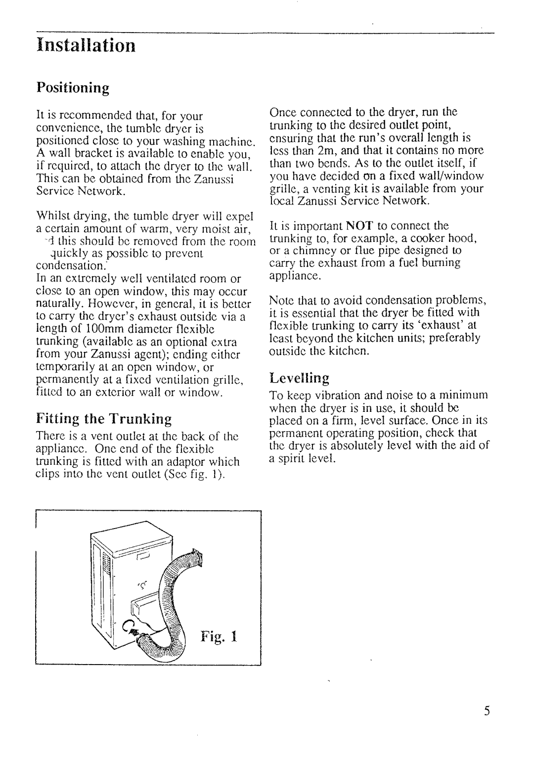 Zanussi TD60 manual 