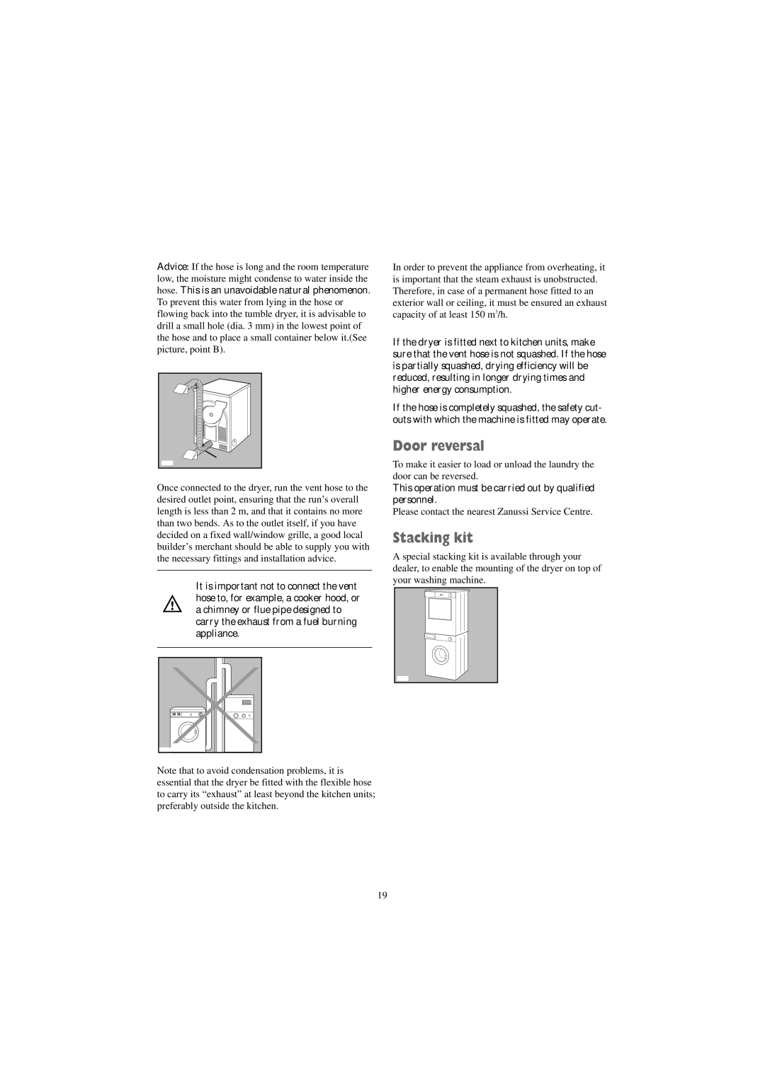 Zanussi TDE 4224 W manual Door reversal, Stacking kit 