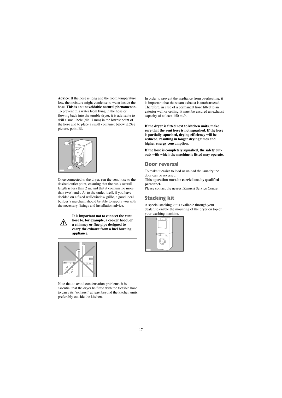 Zanussi TDE 4234 W manual Door reversal, Stacking kit 