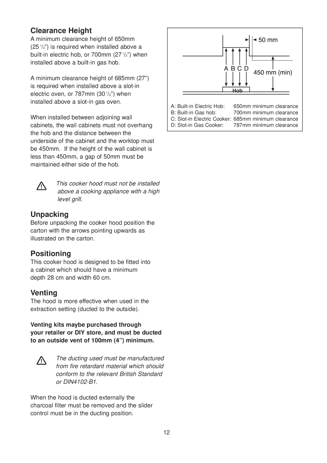 Zanussi TH 500 manual Unpacking, Positioning, Venting 