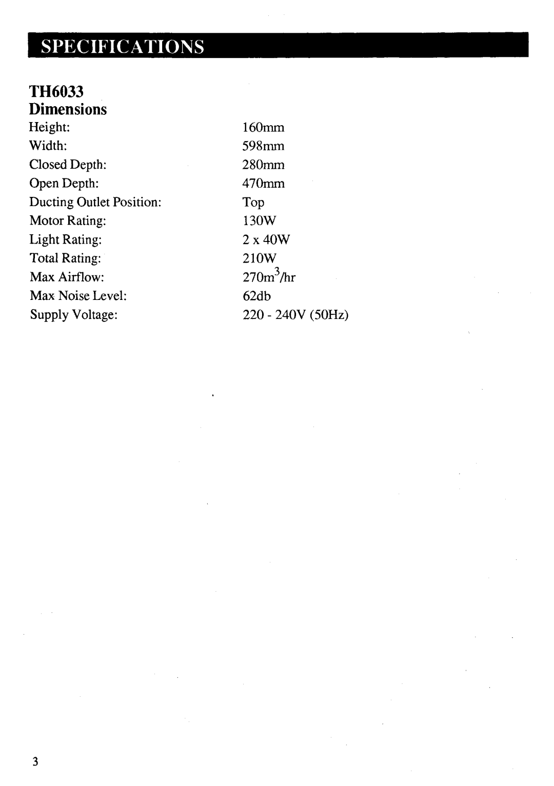 Zanussi TH6033 manual 