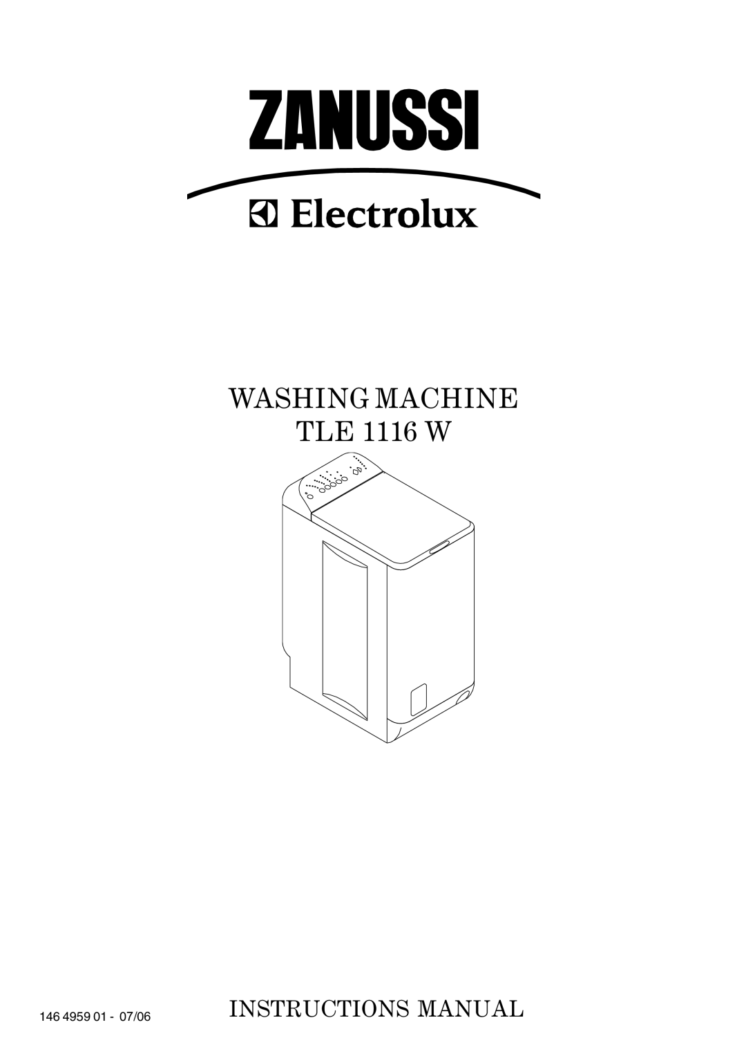 Zanussi TLE 1116 W manual Washing Machine 