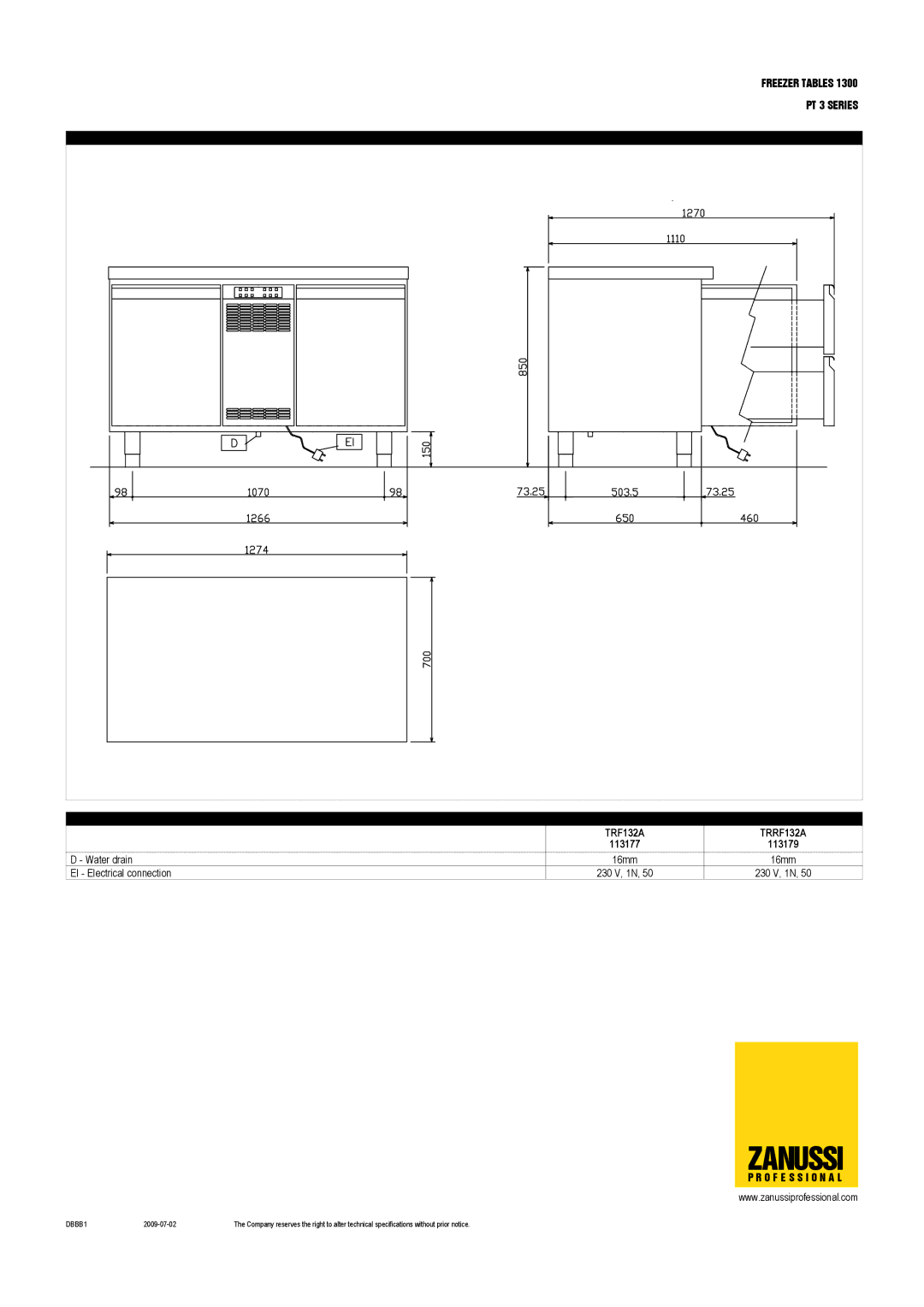 Zanussi 113178, TRRF132A, TRFA132A, TRF132A, 113179, 113177 dimensions Zanussi 