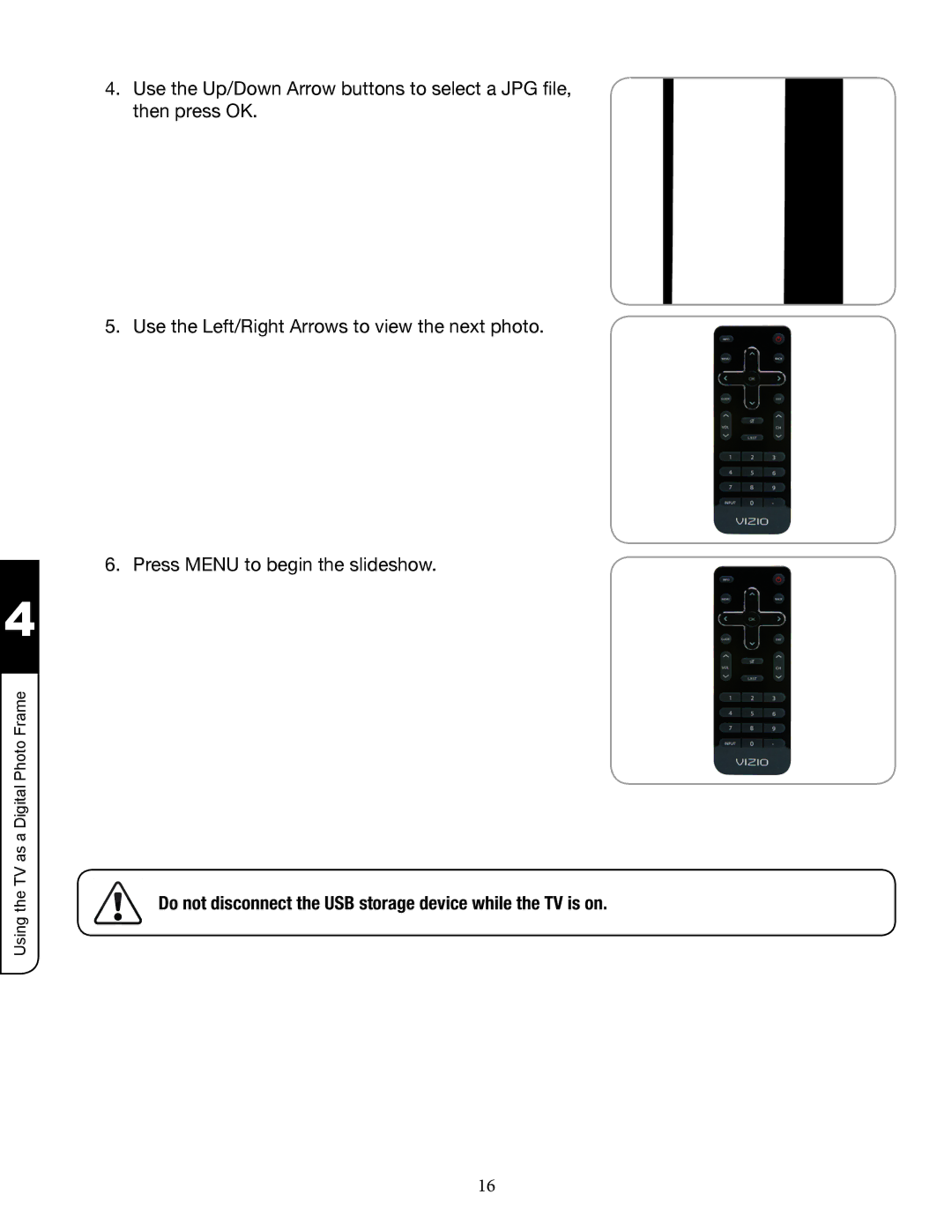 Zanussi VMB070 manual Using the TV as a Digital Photo Frame 