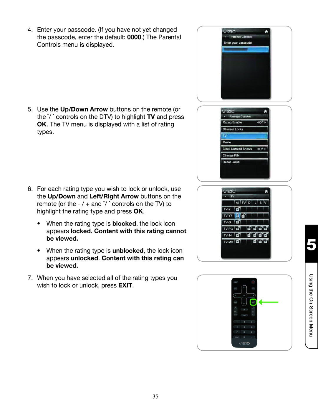 Zanussi VMB070 manual Using the On­Screen Menu 