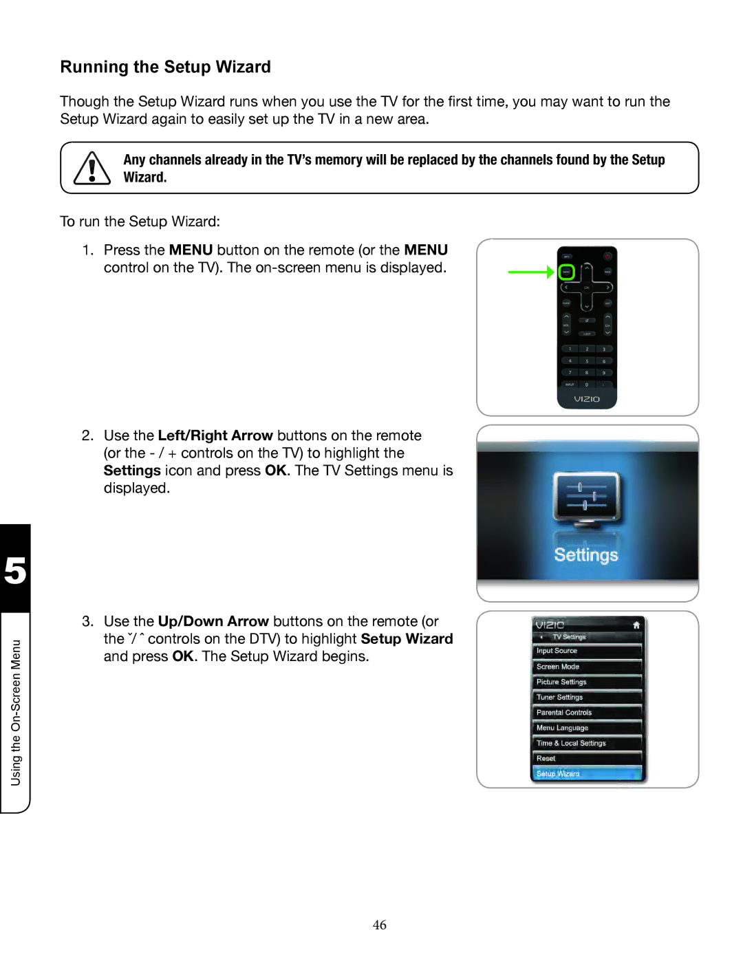 Zanussi VMB070 manual Running the Setup Wizard 