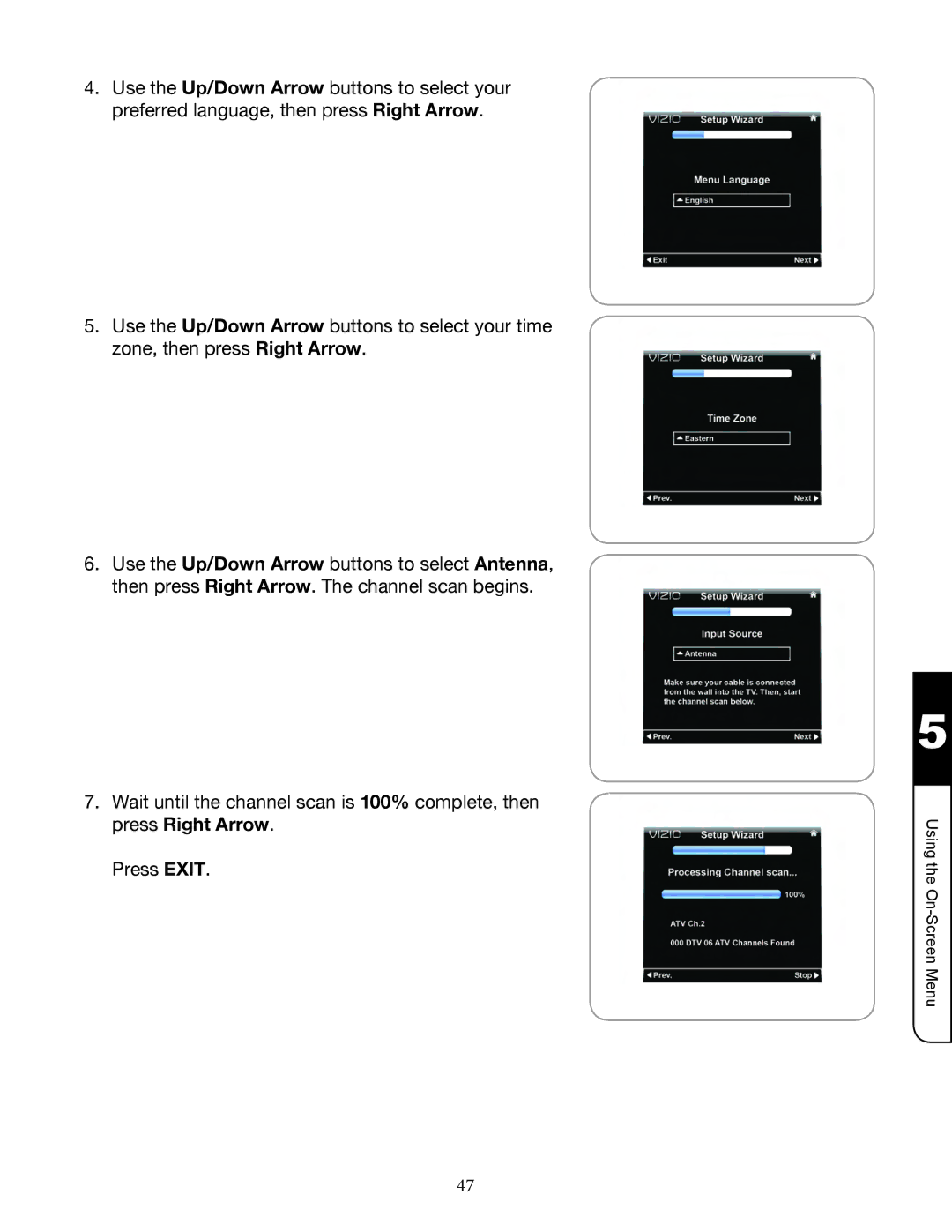 Zanussi VMB070 manual Using the On­Screen Menu 