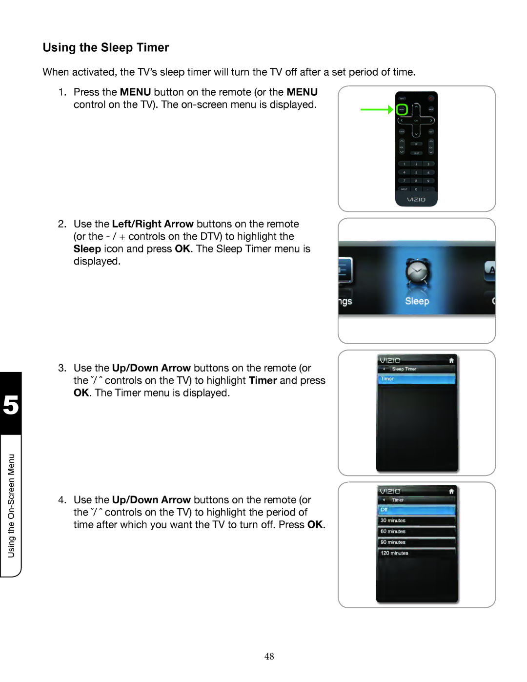 Zanussi VMB070 manual Using the Sleep Timer 