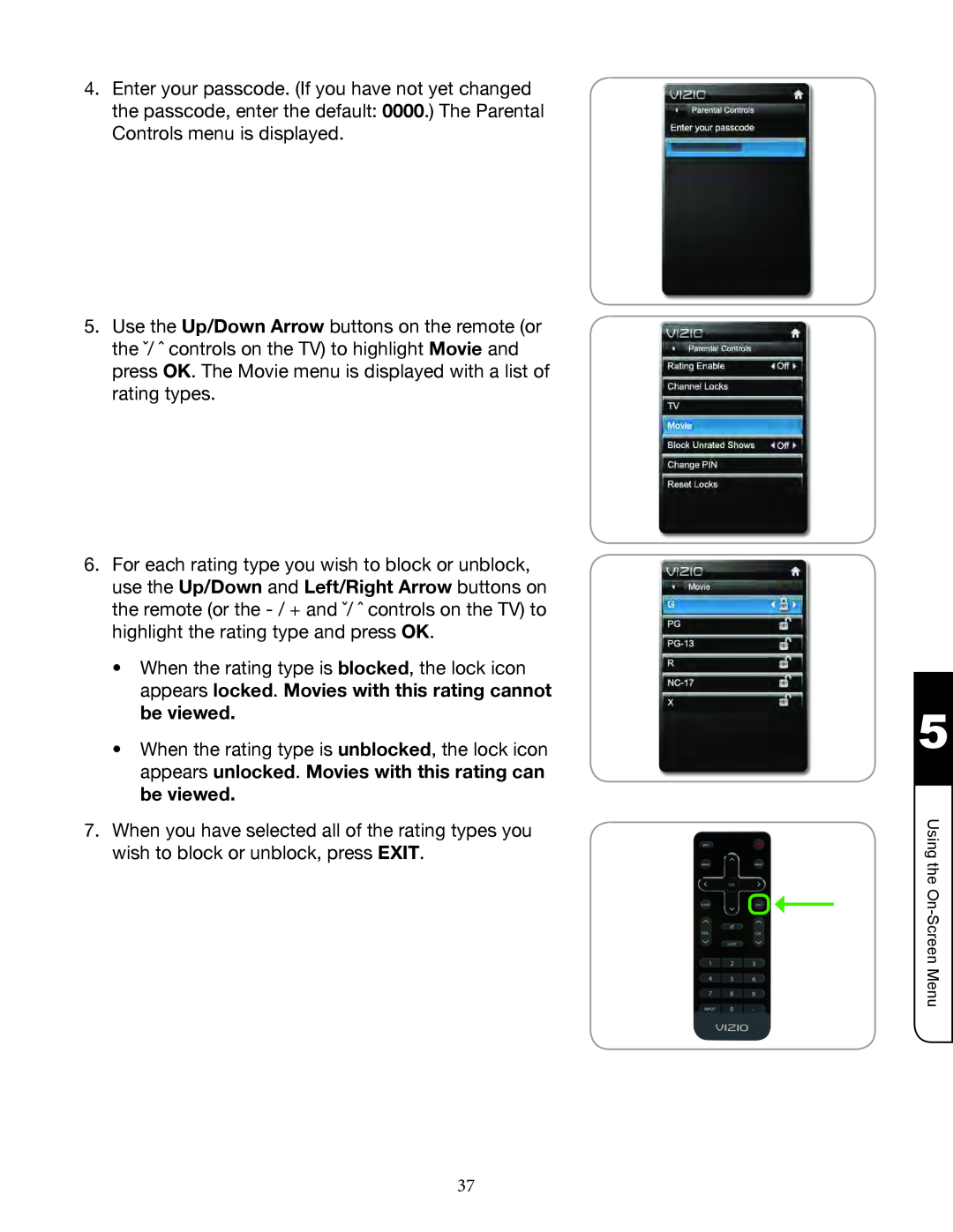 Zanussi VMB070 manual Using the On­Screen Menu 