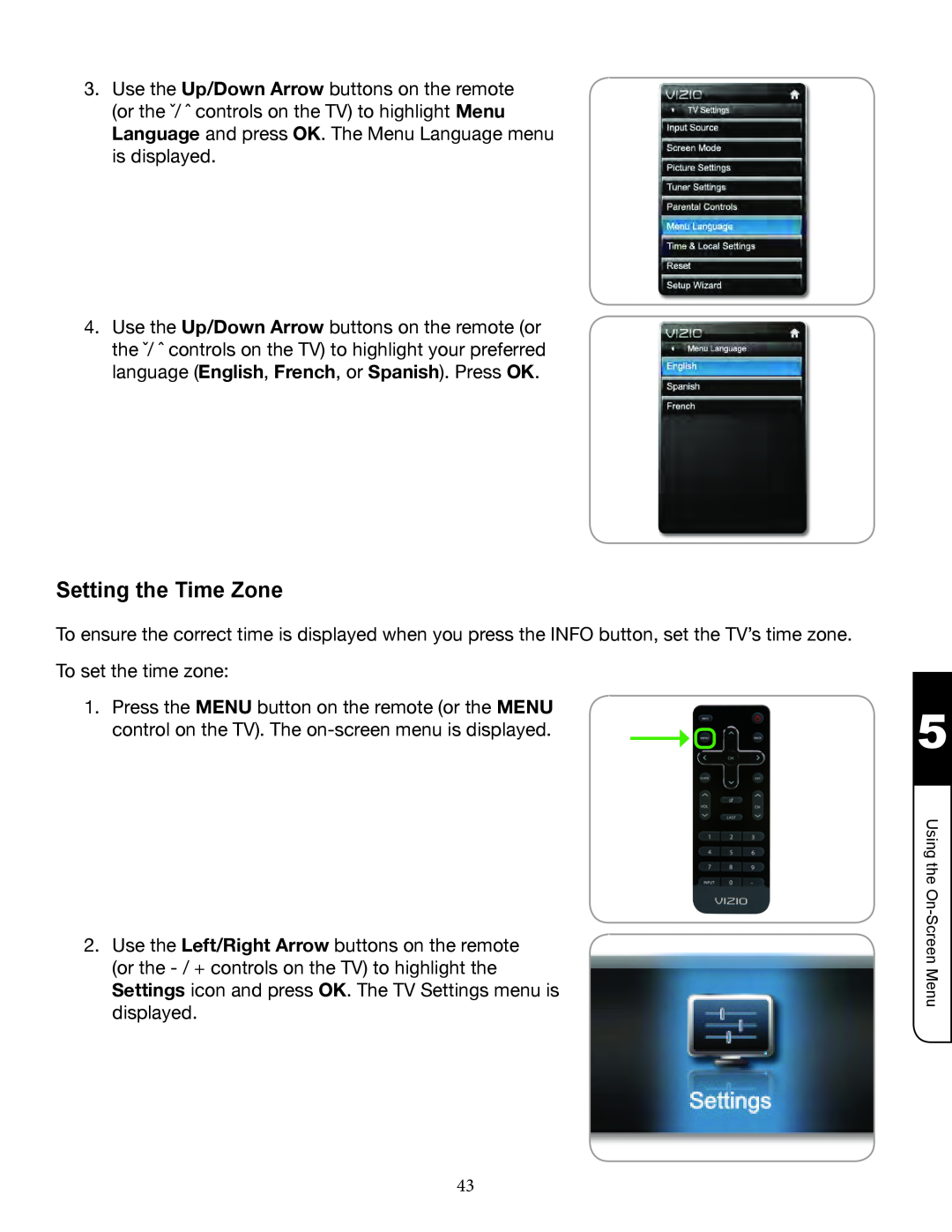 Zanussi VMB070 manual Setting the Time Zone 