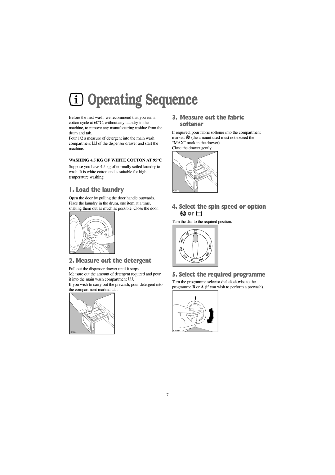 Zanussi W 1042 W, W 1242 W manual Operating Sequence 