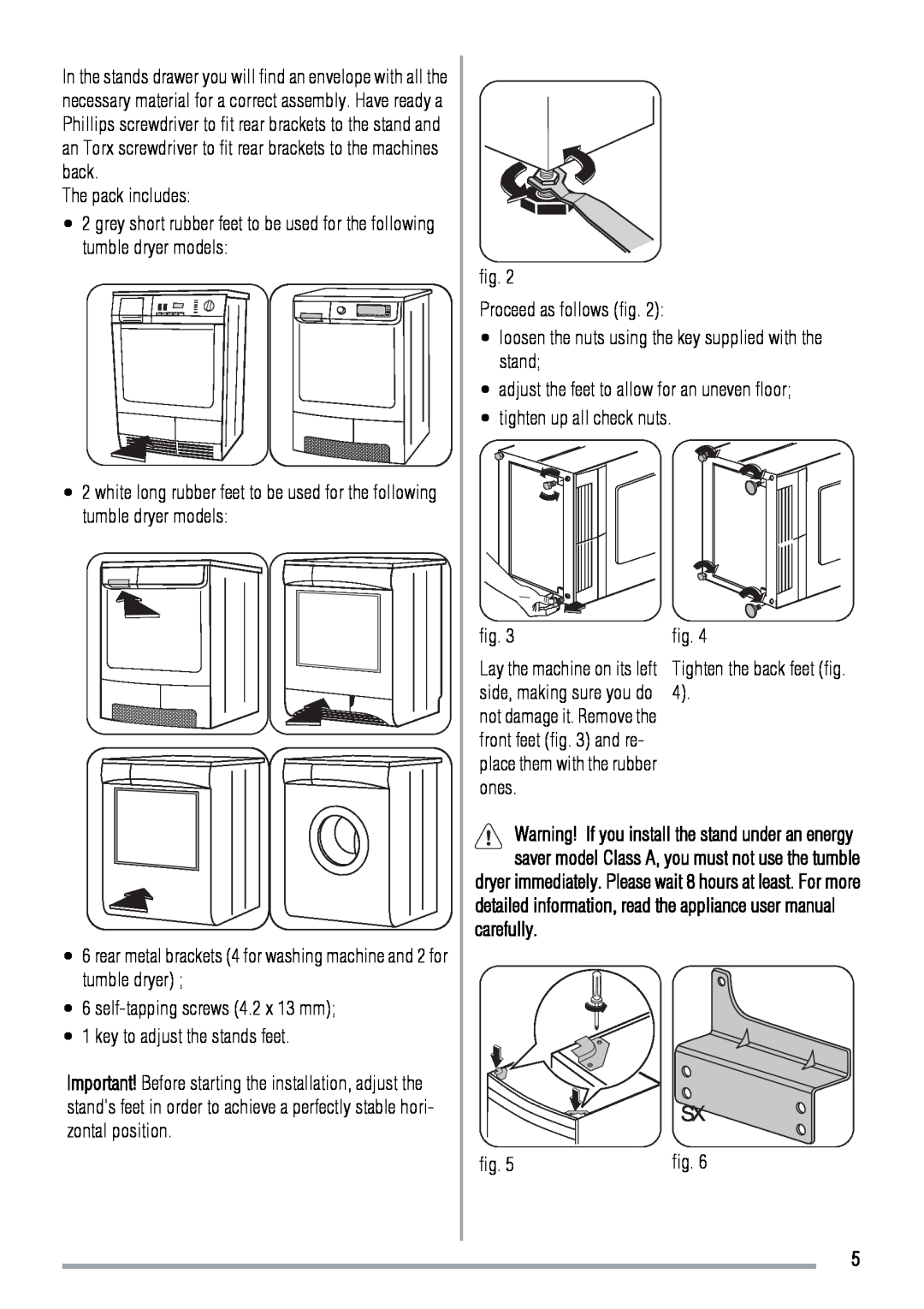 Zanussi Washer/Dryer detailed information, read the appliance user manual carefully 