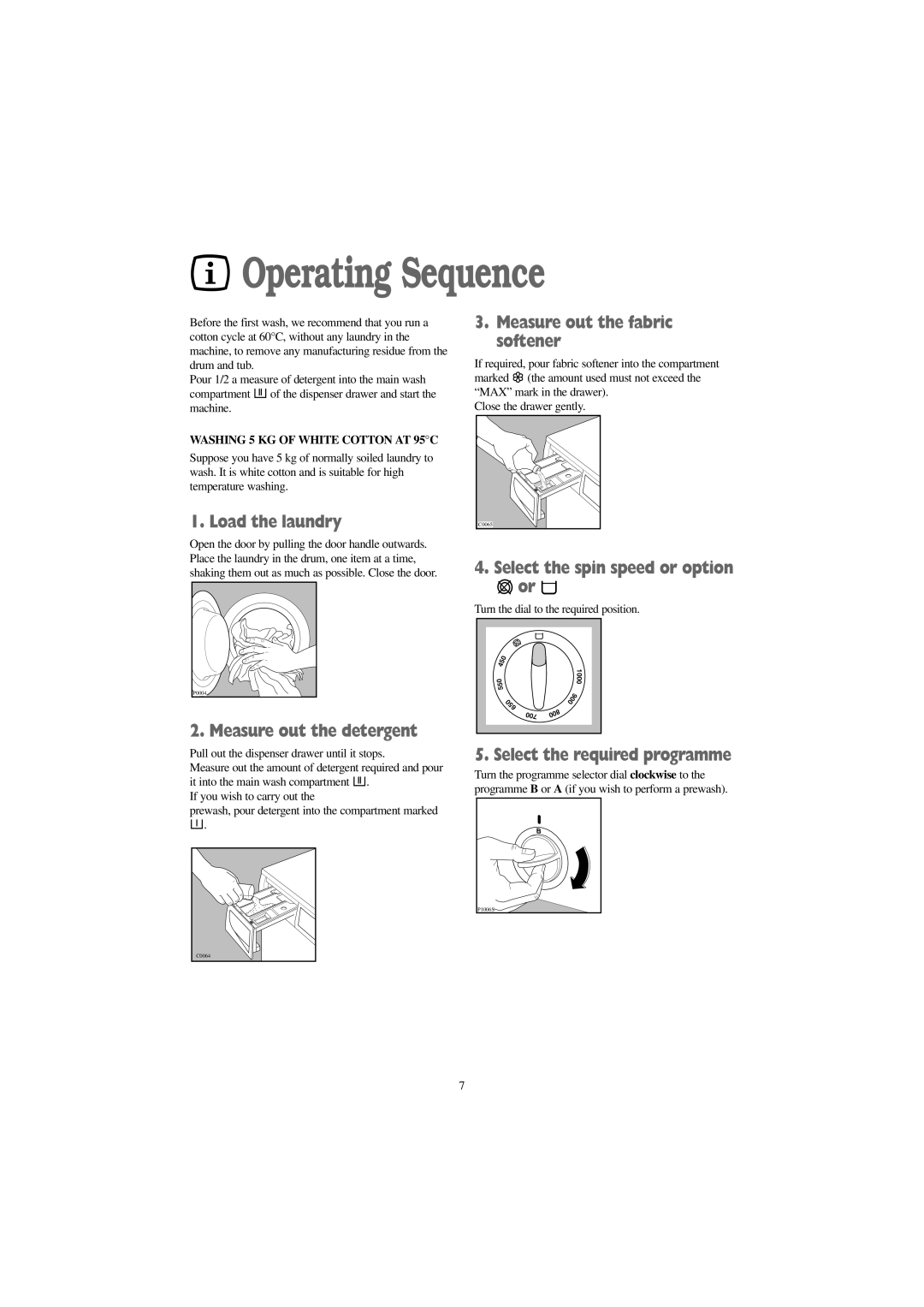 Zanussi WDA 1255 W, WDA 1055 W manual Operating Sequence 