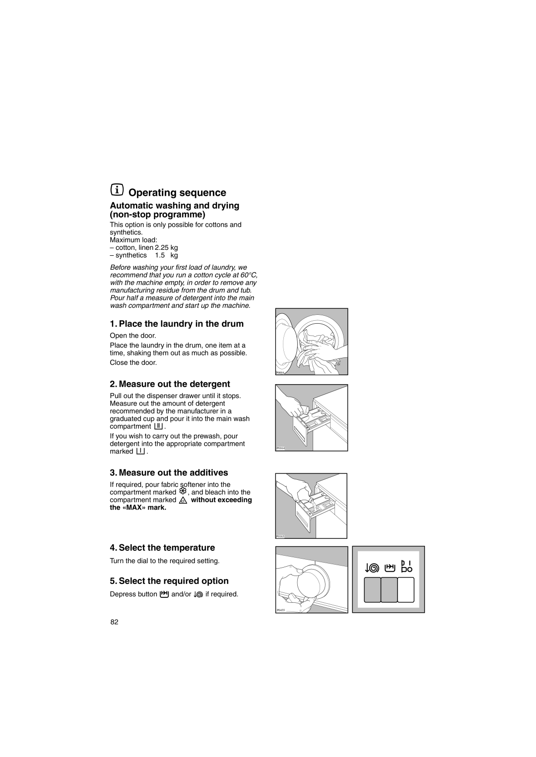 Zanussi WIJ1075 manual Operating sequence 