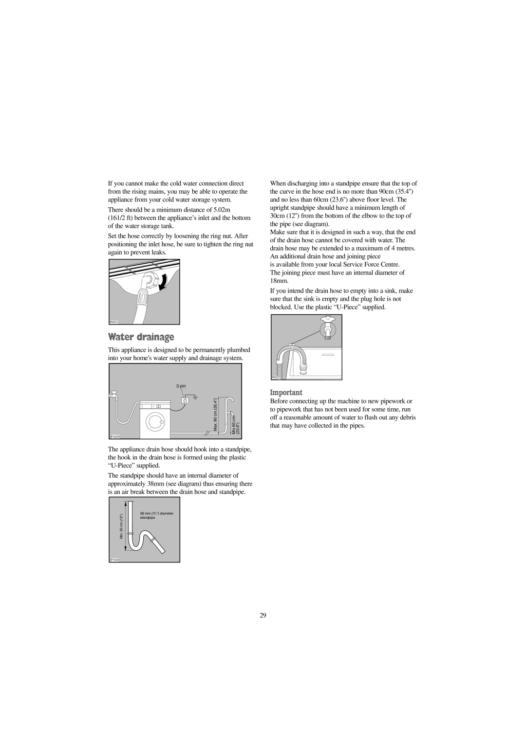 Zanussi WJS 1265 W, WJS 1465 W, WJS 1665 W manual Water drainage 