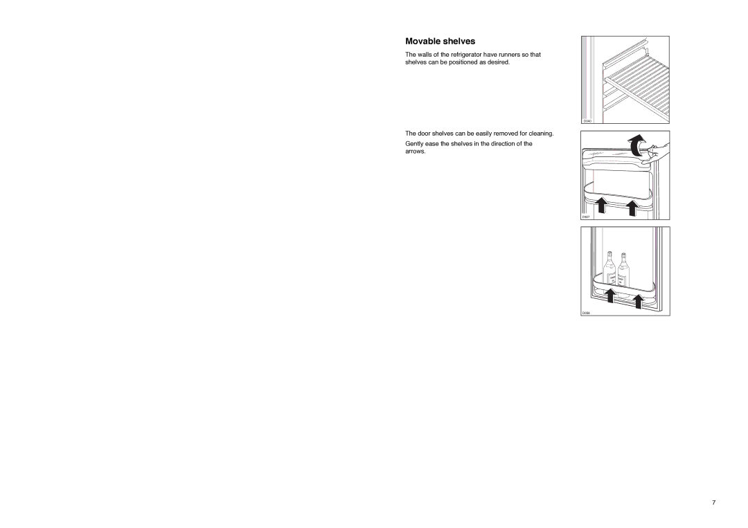 Zanussi Z 25/4 W manual Movable shelves 