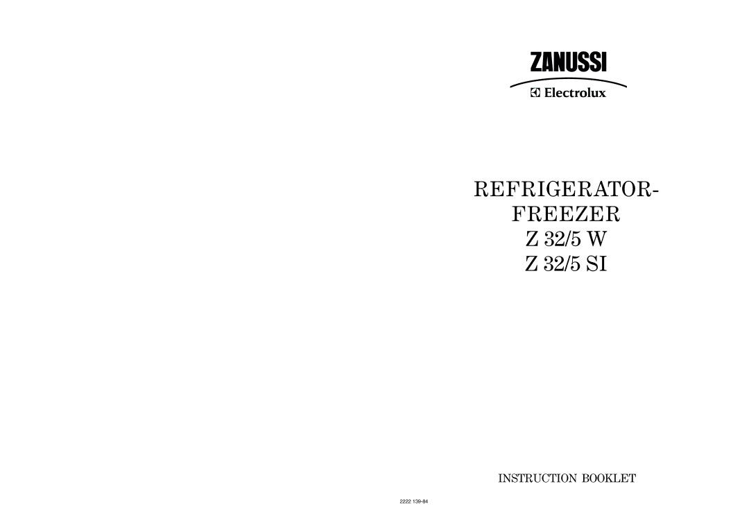 Zanussi Z 32/5 SI manual Refrigerator Freezer 