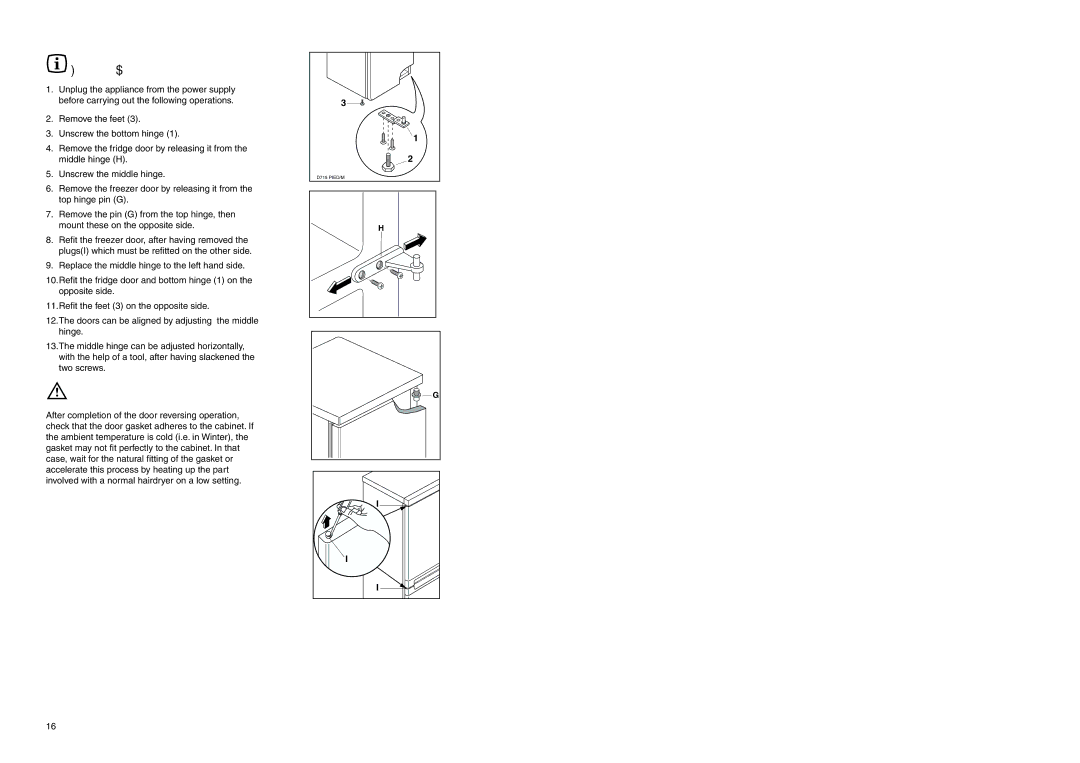 Zanussi Z 32/5 SI manual Door reversal 