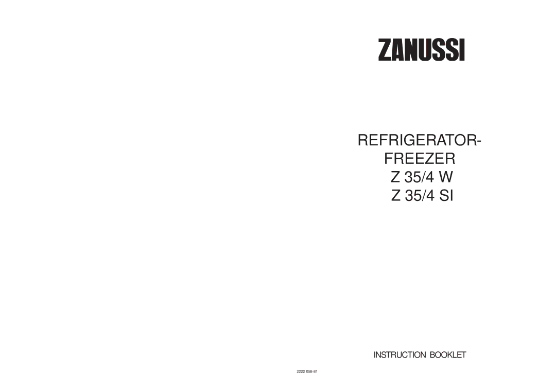 Zanussi Z 35/4 SI, Z 35/4 W manual Electrolux plc 