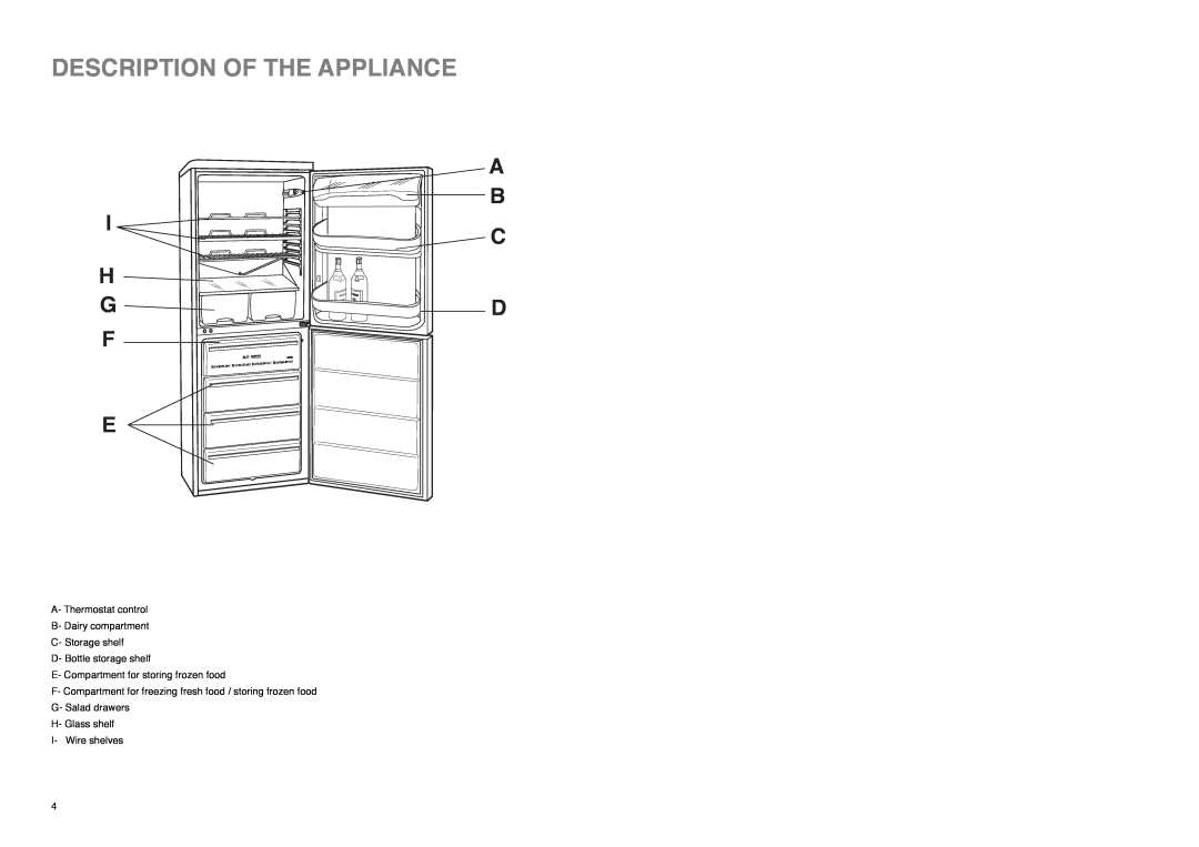 Zanussi Z 35/4 SI, Z 35/4 W manual Description Of The Appliance 