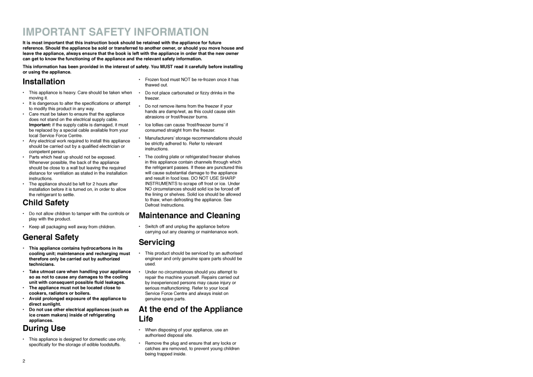 Zanussi Z 56/3 SI manual Important Safety Information, Installation, Child Safety, General Safety, During Use, Servicing 