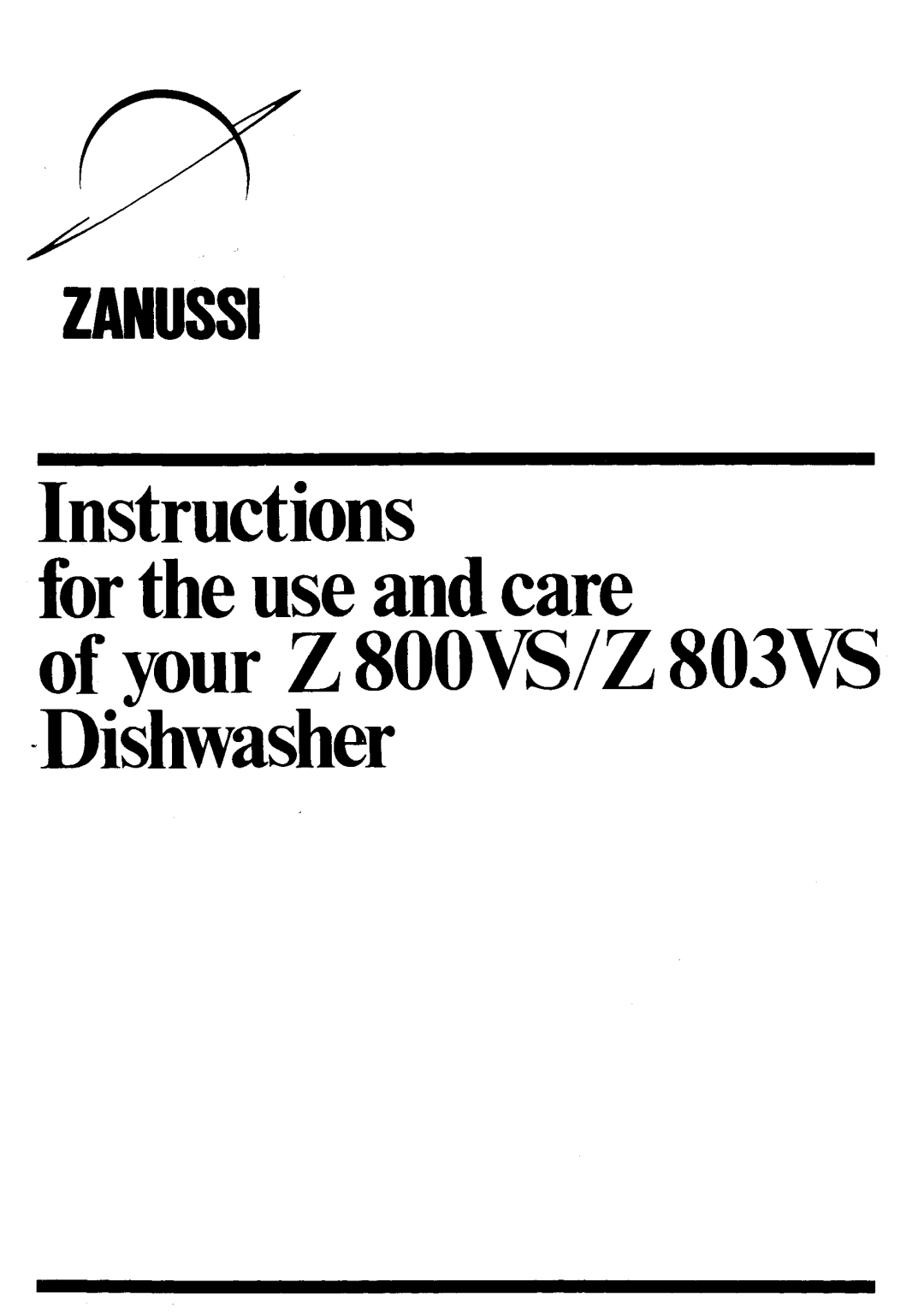Zanussi Z 800VS, Z 803VS manual 