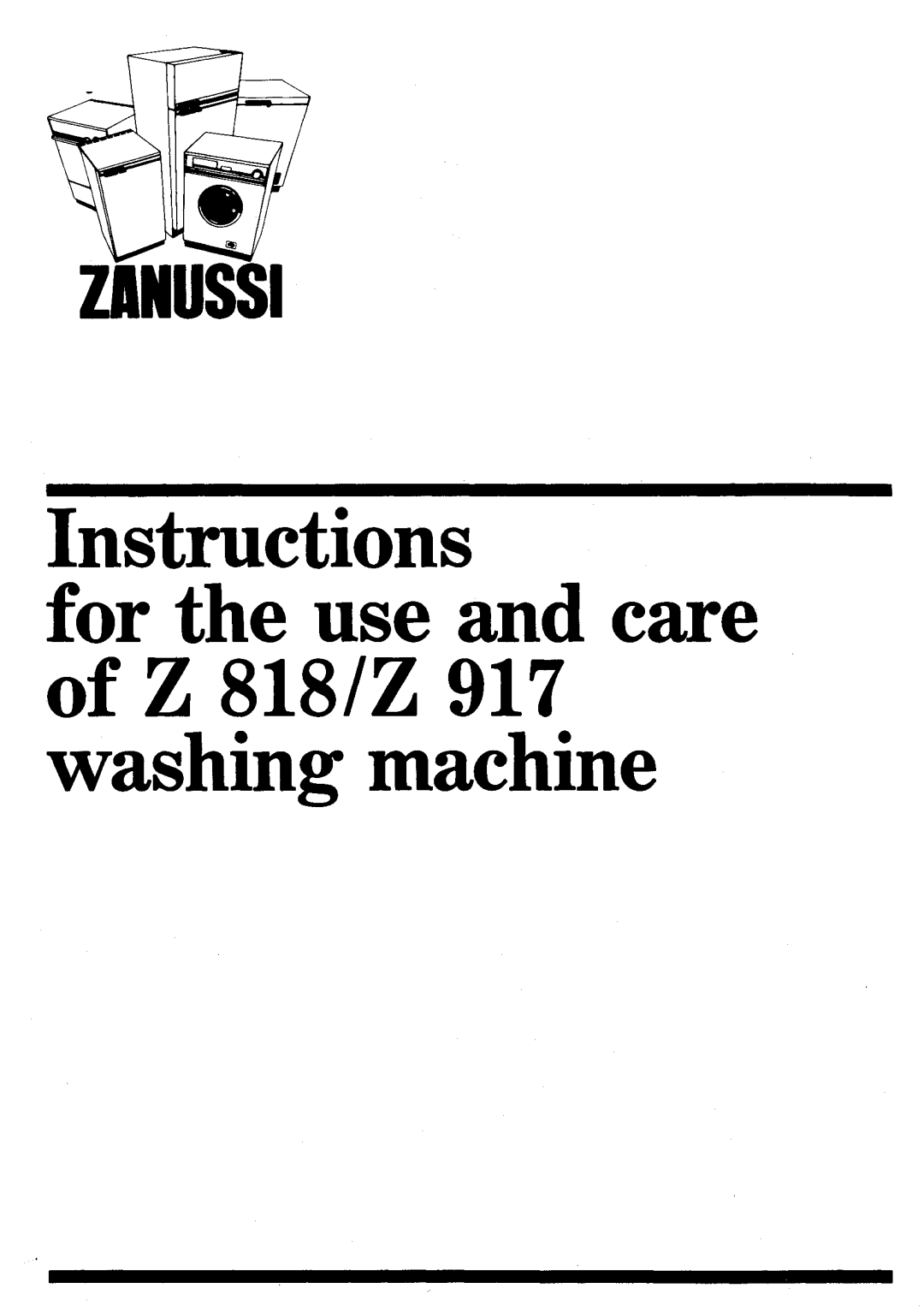 Zanussi Z 818, Z 917 manual 