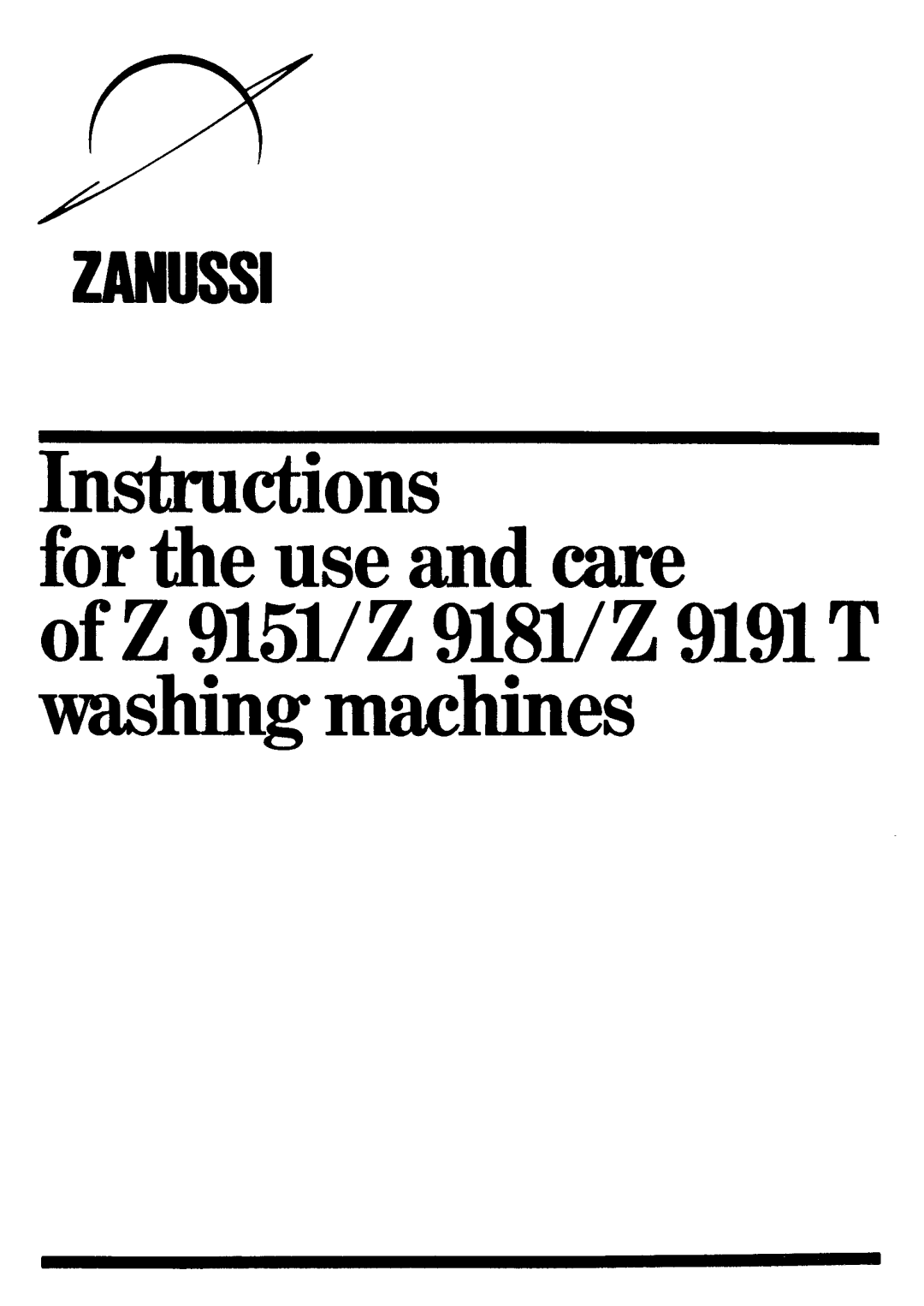 Zanussi Z 9151, Z 9191 T, Z 9181 manual 