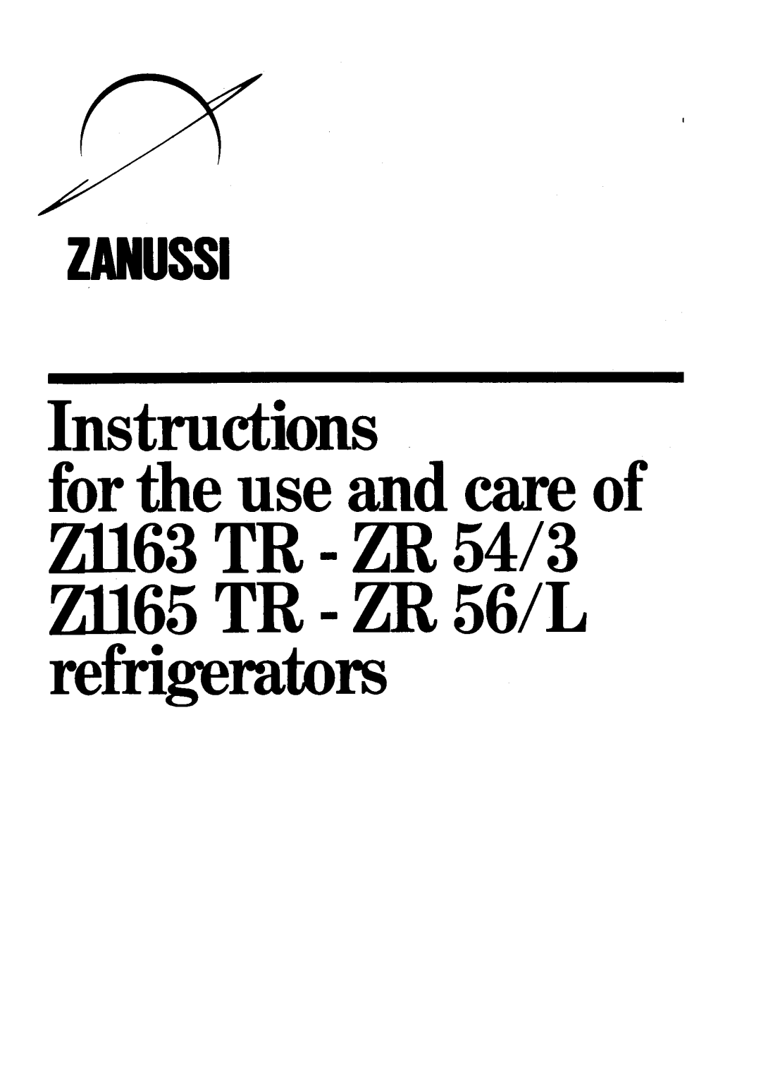 Zanussi Z1163 TR, Z1165 TR - ZR 56/L, ZR 54/3 manual 
