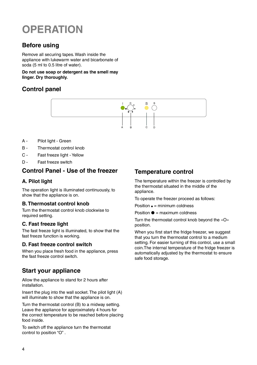 Zanussi Z1921/8 FFA manual Operation 