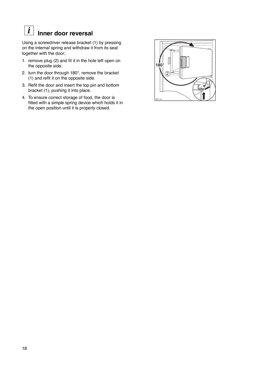 Zanussi ZA 23 Y, ZA 23 S manual Inner door reversal 