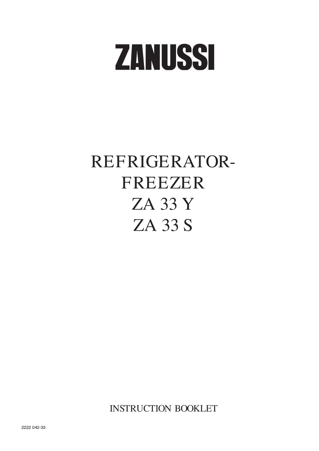 Zanussi ZA 33 S, ZA 33 Y manual Refrigerator Freezer 