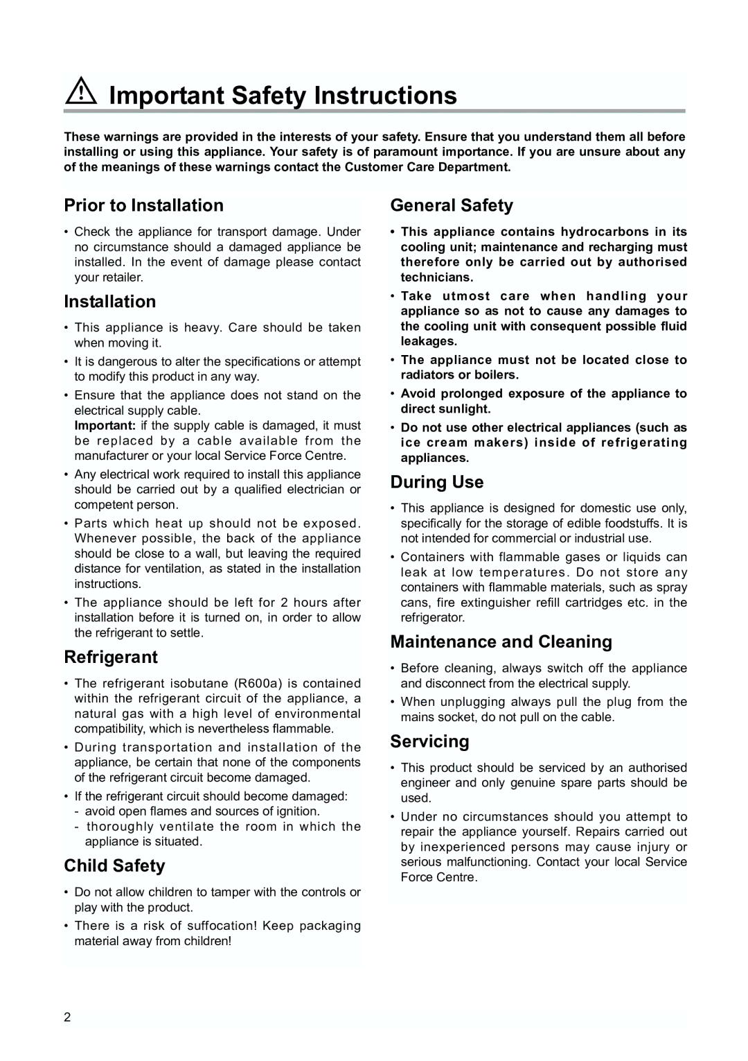 Zanussi ZBA 6160, ZBA 6230 manual Important Safety Instructions 