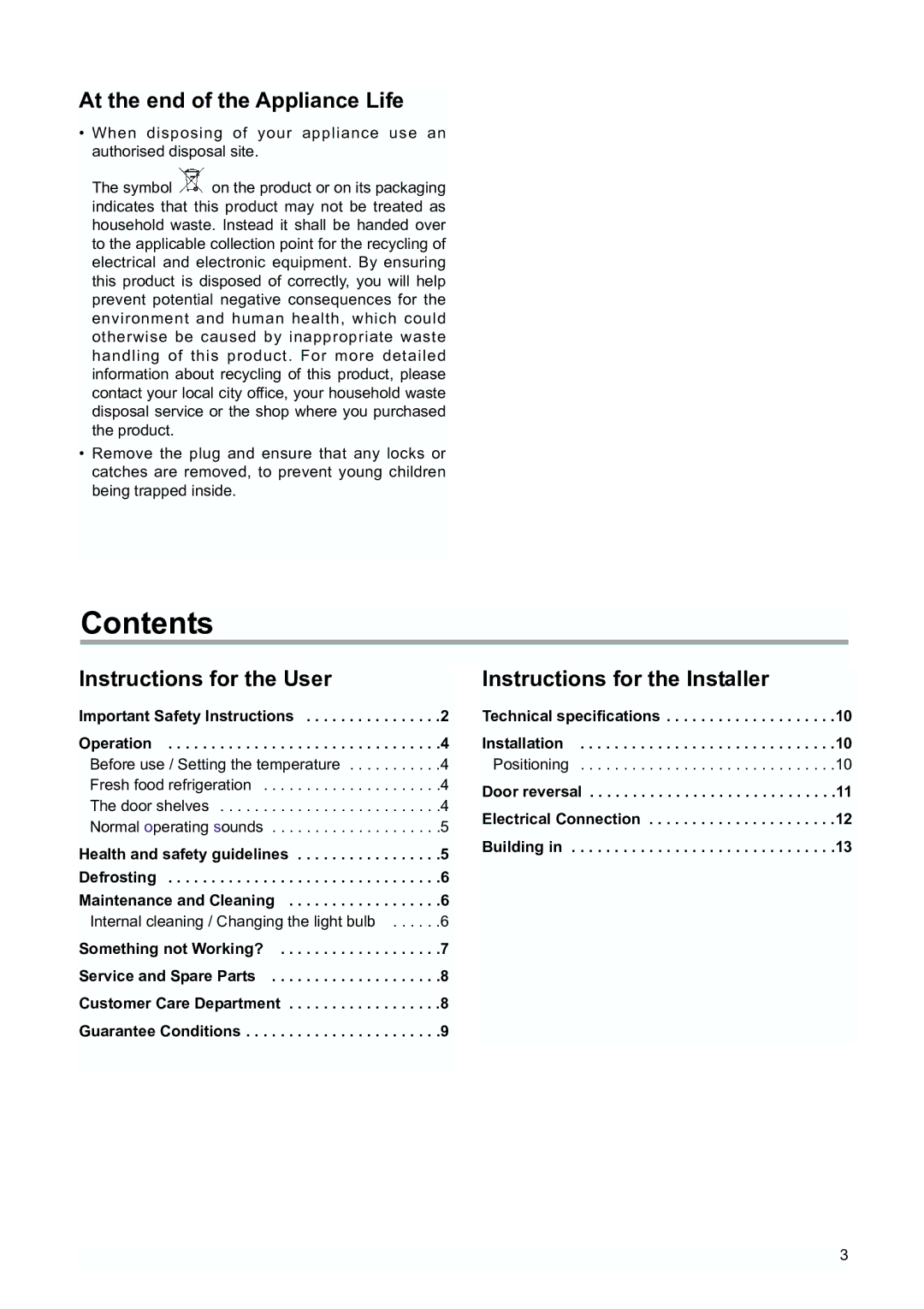 Zanussi ZBA 6230, ZBA 6160 manual Contents 