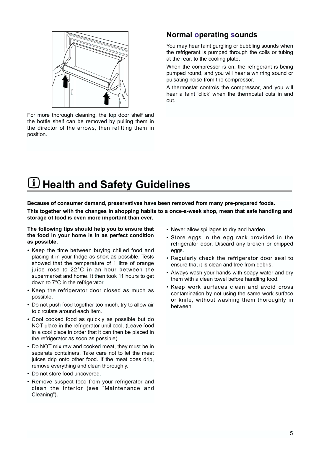 Zanussi ZBA 6230, ZBA 6160 manual Health and Safety Guidelines, Normal operating sounds 