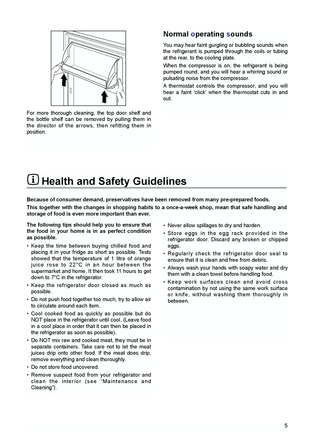 Zanussi ZBA 6230, ZBA 6160 manual Health and Safety Guidelines, Normal operating sounds 